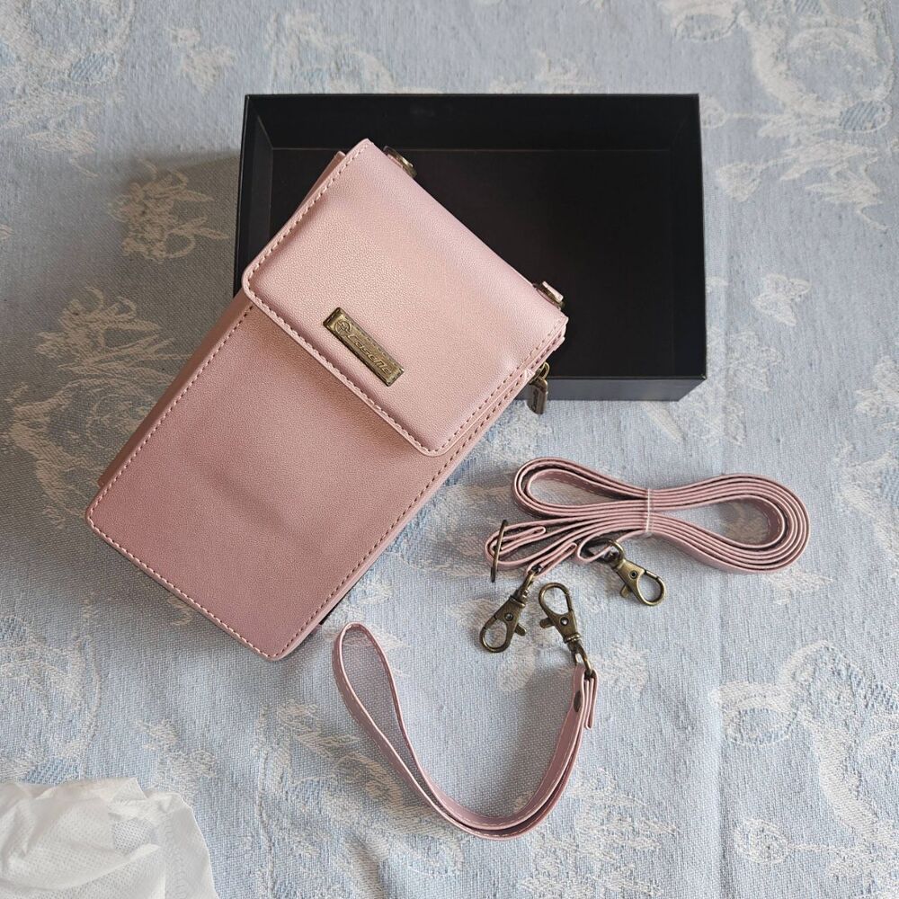 Casefile Women's Crossbody Phone Bag Pink Detachable Strap Travel Friend